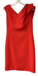 TERI JON Tomato V-Neck Flutter Sleeve Dress