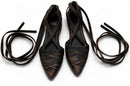 FREEBIRD Distressed Black/Brown Leather Lace-Up "Eryn" Ballet Flat 8