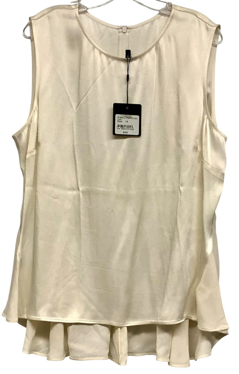 ST JOHN Cream w/Silk Peplum S/L Top