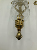 Pair of Virginia Metalcrafters Brass & Glass Hurricane Sconces