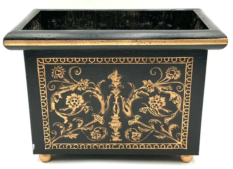 Pair of Wood & Metal Toleware Planters