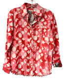 TIZZIE Pink/Red/White Frayed Edge w/Contrasting Cuff L/S B/D Top