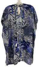 CHICOS Blue/White Floral Slit Sides Beaded Tassel Tie Duster