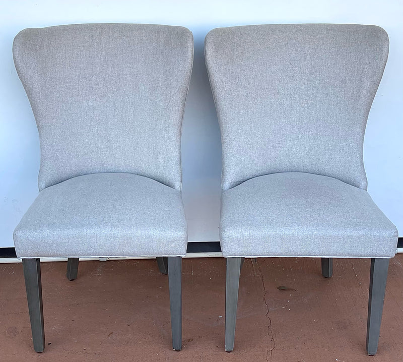 Pair of Cream Linen Upholstered Chairs