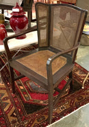 Vintage Ebony Wood Armchair With Cane Inserts