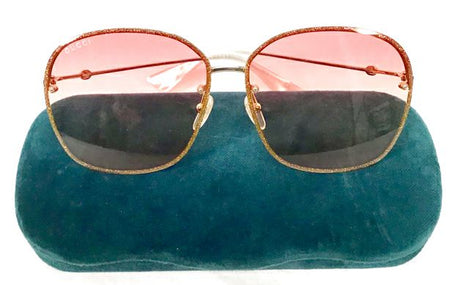 GUCCI Pink Gold Gradient Lens Gold Frame Oversize Sunglasses