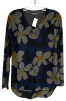 NALLY & MILLIE Navy/Grey Floral V-Neck L/S Sweater