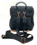 TORY BURCH Black Nylon Leather Trim Flap Closure Backpack