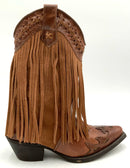 DINGO Brown Leather & Suede Fringed Western Boots 6