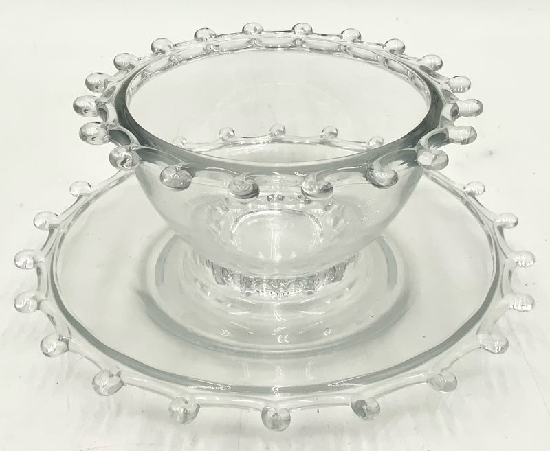 Heisey Lariat "Moonglo" Condiment Bowl with Underplate