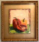Oil on Board of Bell Peppers in Shadowbox Frame