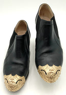 CHANEL Black Leather Paris Dallas Embellsihed Ankle Boots 39.5