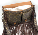 LOUIS VUITTON Upcycled Monogram Canvas Leather Fringed Trim  Flap Messenger Bag