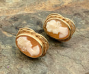 14kt Gold Carved Shell Cameo Screwback Earrings