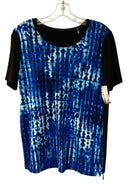 ELIE TAHARI Black/Blue Tie Dye "Grayson" S/S Top