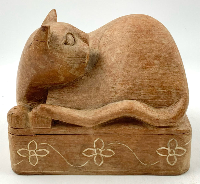 Antique Carved Wood Folk Art Cat