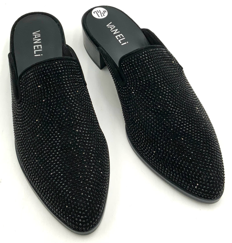 Vaneli Black Crystal Tegan Mules 7.5N