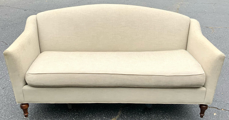 Modern Camelback Sofa with Linen Upholstery