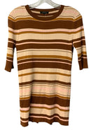 LAFAYETTE 148 Rust/Peach/Pink Ribbed Stripe S/S Sweater
