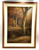 Vintage Oil on Canvas of Fall Trees in Wood Frame