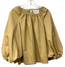 MARE MARE Khaki Puff Slv Cotton Cinched Neck Top