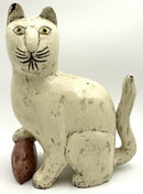 Folk Art Carved Wood Cat & Mouse