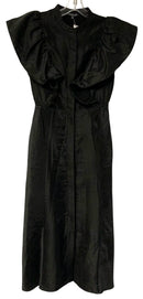 JESSIE LIU Black Ruffle Sleeve B/D Midi Dress
