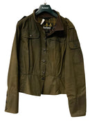 BARBOUR Brown Waxed Cotton Peplum Utility Jacket