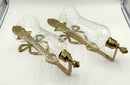 Pair of Virginia Metalcrafters Brass & Glass Hurricane Sconces