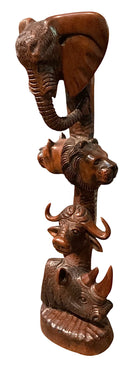 Carved Wood Animal Head Totem