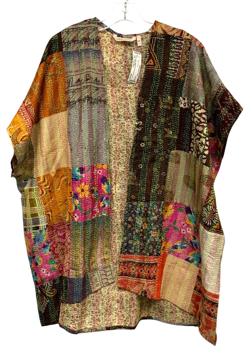 SOFT SURR. Multi Patchwork Kantha Quilt Open Jacket