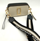 MARC JACOBS Black Cream Leather The Snapshot Crossbody Bag