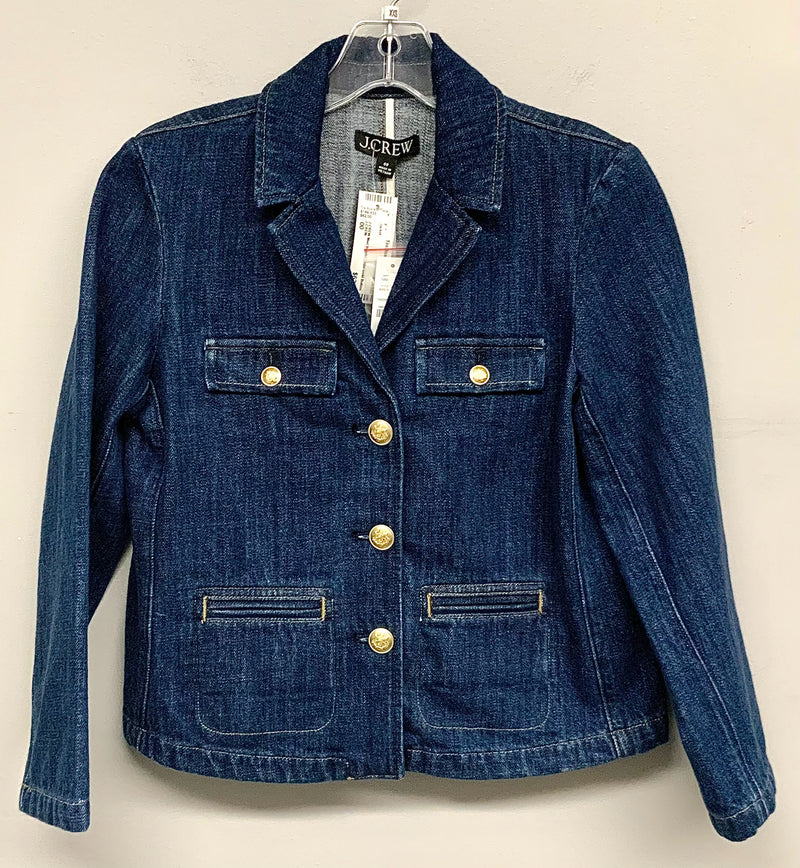 J CREW Med Wash Denim Gold Button Jacket