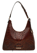 BRAHMIN Pecan Embossed Leather Shoulder Bag