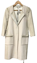 ELIE TAHARI Off-White/Natural Textured "Ava" Coat