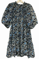 LOVE THE LABEL Navy/Blue/White Batik Print Smocked Bodice Dress