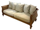 Bernhardt Wood & Wicker Sofa With Loose Cushions