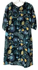 DIZZY LIZZIE Black/Blue/Yellow Floral Boat Neck S/S Dress
