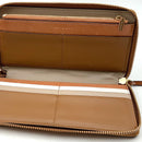 TORY BURCH Camel Grained Leather Continental Zip Wallet
