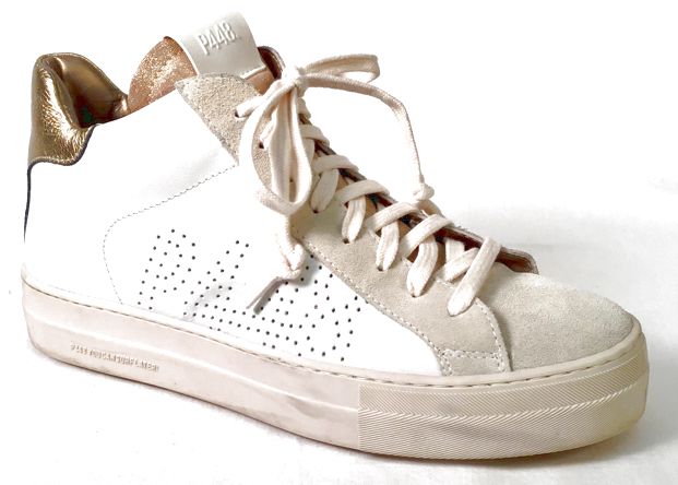 P448 Bone Suede White/Gold Leather Hi-Top Sneakers 9