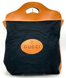 GUCCI Vintage Tan Faux Leather Black Rayon Wool Logo Tote