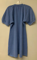 DEREK LAM Blue w/Goldtone Buttons Puff Sleeve "Karlie" Dress