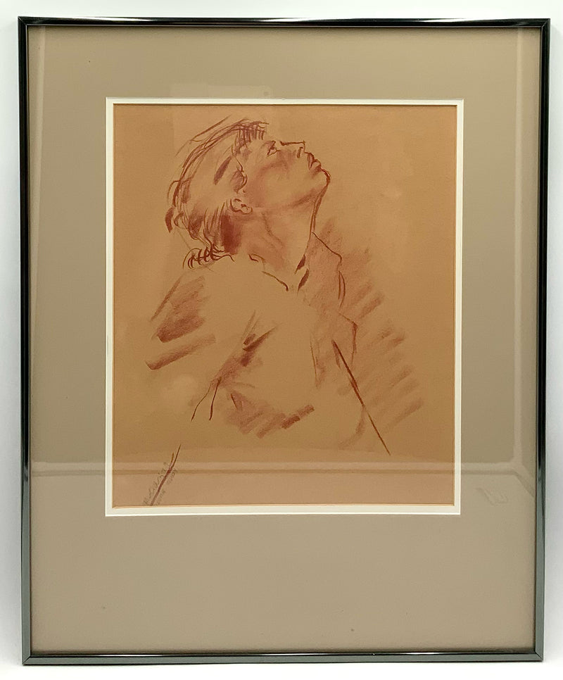 Vintage 1979 Pastel Figure in Metal Frame