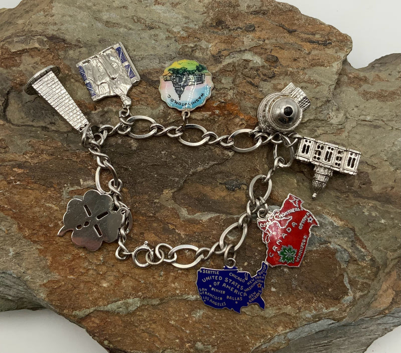 Sterling Charm Bracelet w/8 Charms