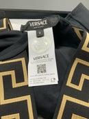 VERSACE Black Lycra Gold Greek Key Strap One Piece Swim Suit