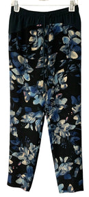 REBECCA TAYLOR Navy Floral Silk D/S Waist Pants