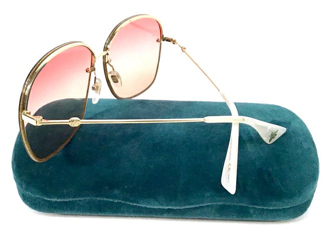 GUCCI Pink Gold Gradient Lens Gold Frame Oversize Sunglasses