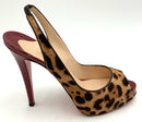 CHRISTIAN LOUBOUTIN Red Patent Lea Leo Haircalf  Slingback Pumps 38.5