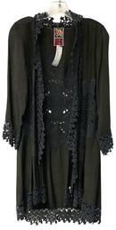 JOHNNY WAS Black Cut-Out w/Lace Trim Duster