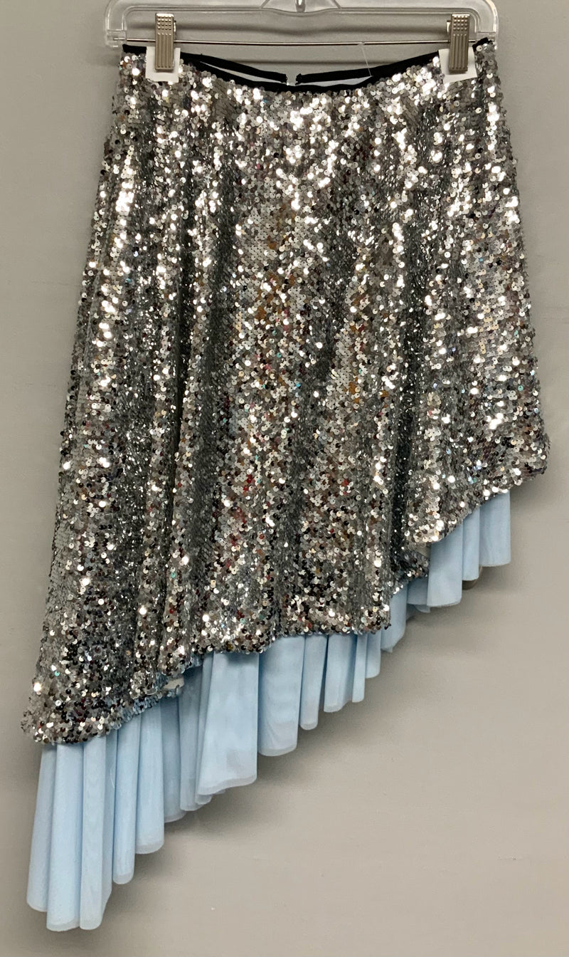 SANDY LIANG Silver Sequin Asym Skirt